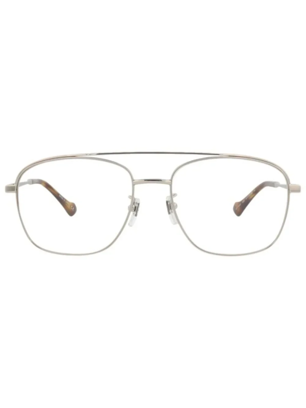 New Gucci Women's Eyeglasses Aviator Metal Frame Mens Silver Silver Transparent